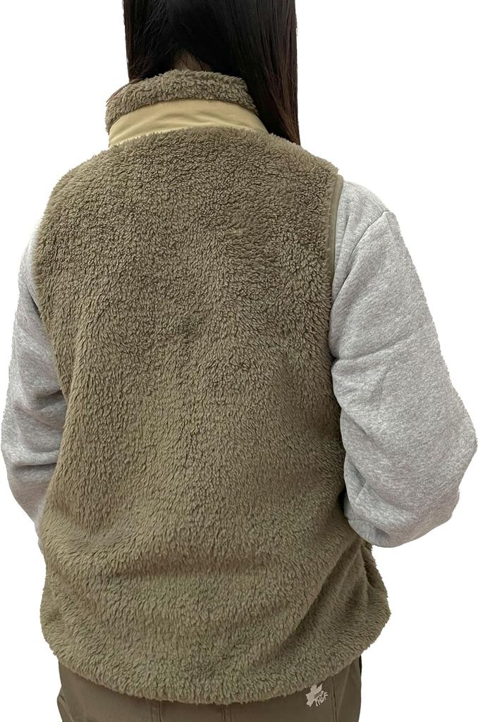 Logo Spark Women's Lined Shaggy Boa Vest, Size M, Khaki, Size 46