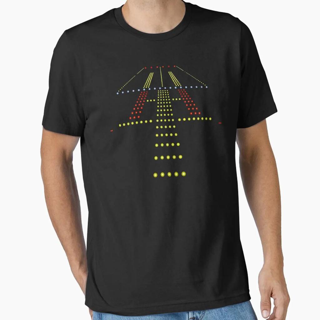 Runway Night View Aviation Airport Lights Essential T Shirt Vintage Casual Soft Graphic Designer Clothes Breathable