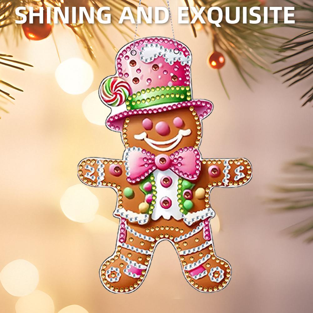 4pcs Xmas Theme 2D/Flat DIY Diamond Painting Set Hanging Diamond Art Kits Diamond Art Pendant DIY Home Decor Hanging Charm