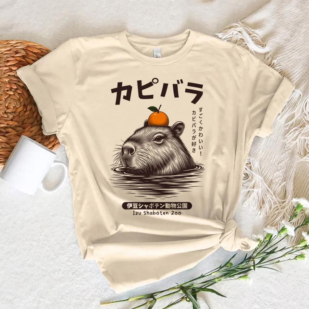 Funny Anime Capybara T Shirt Women Soft Fabric Tshirt Female Anime Clothing T-shirt Girls Capibara Tee