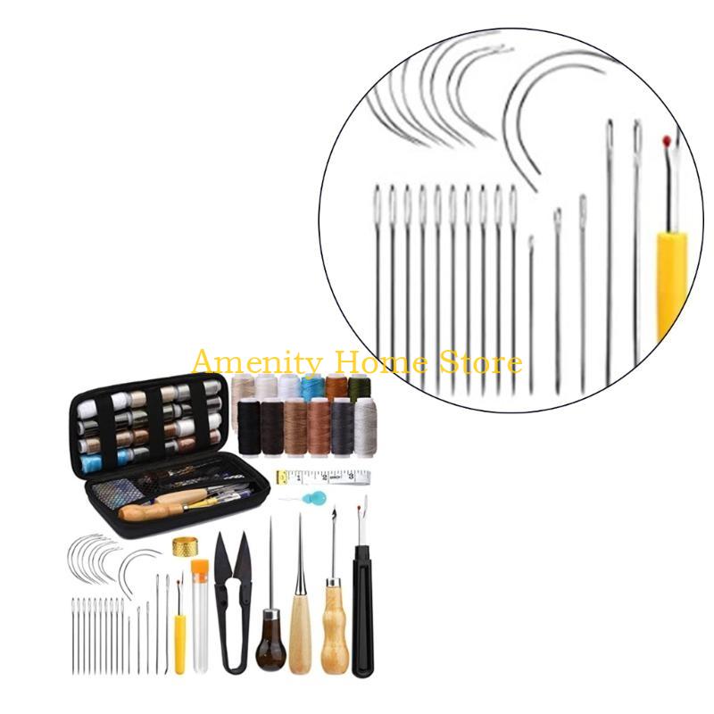F26C Kit da Cucito da Viaggio Set da Cucito in Pelle Adulto Forniture Professionali da Cucito Include Ago, Filo, Scucilino per Principianti