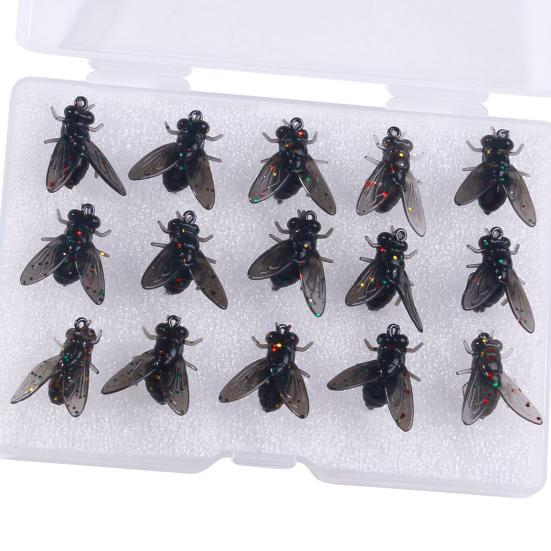 15Pcs Bionic Fly Fishing Baits Realistic Looking Mini Size Portable Flies Fishing Lures Kit Swimbaits for Saltwater Freshwater