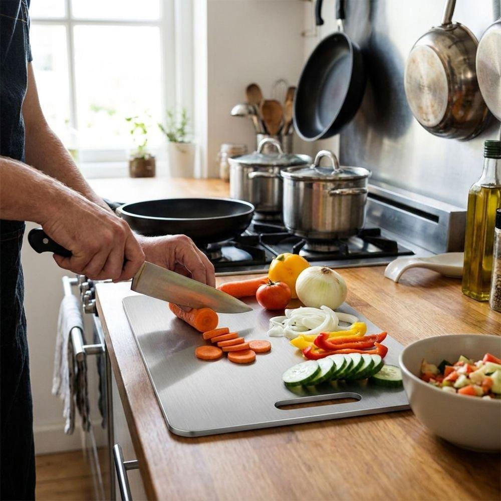 Double-Sided Stainless Steel Cutting Board Thickened Kneading Board Chopping Tray  Dough Kneading