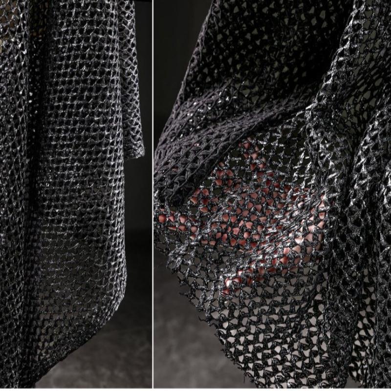 50/100/300cm Metal Gray Interwoven Grid Knitted Bronzing Net Fabric for Handmade Diy Sewing Apparel Wholesale Cloth Material
