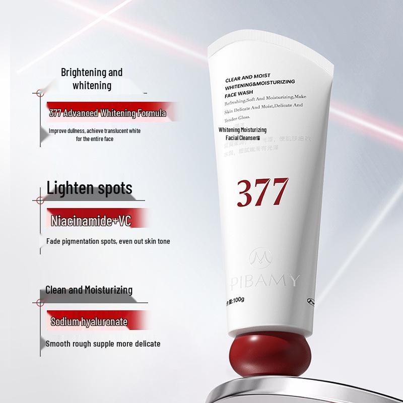 PIBAMY 377 Facial Cleanser 100g - Whitening, Hydrating, Oil Control, Deep Cleansing, Brightening for Tender Skin