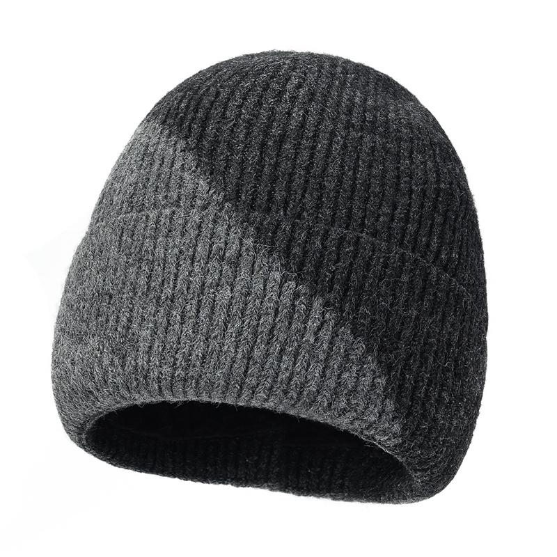 Winter Wool Hat Men Color-Matching Cashmere Knitted Hat Gloves Neck Set Three-Piece Thick Cold-Proof Cap