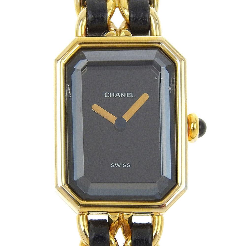 

CHANEL Premiere L Watches blackDial Plated Gold/Embossed Leather Quartz Analog display Women Used