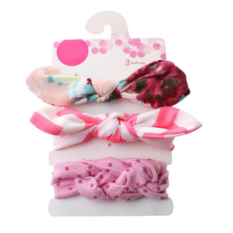 3Pcs/set Knot Rabbit Lovely Beautiful Sweet Headwear Kids Headband Girls Floral Bow Hairband
