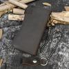 Men's Crazy Horse Leather Wallet Genuine Long Iron Chain Anti Theft Handbag RFID Demagnetization Zero