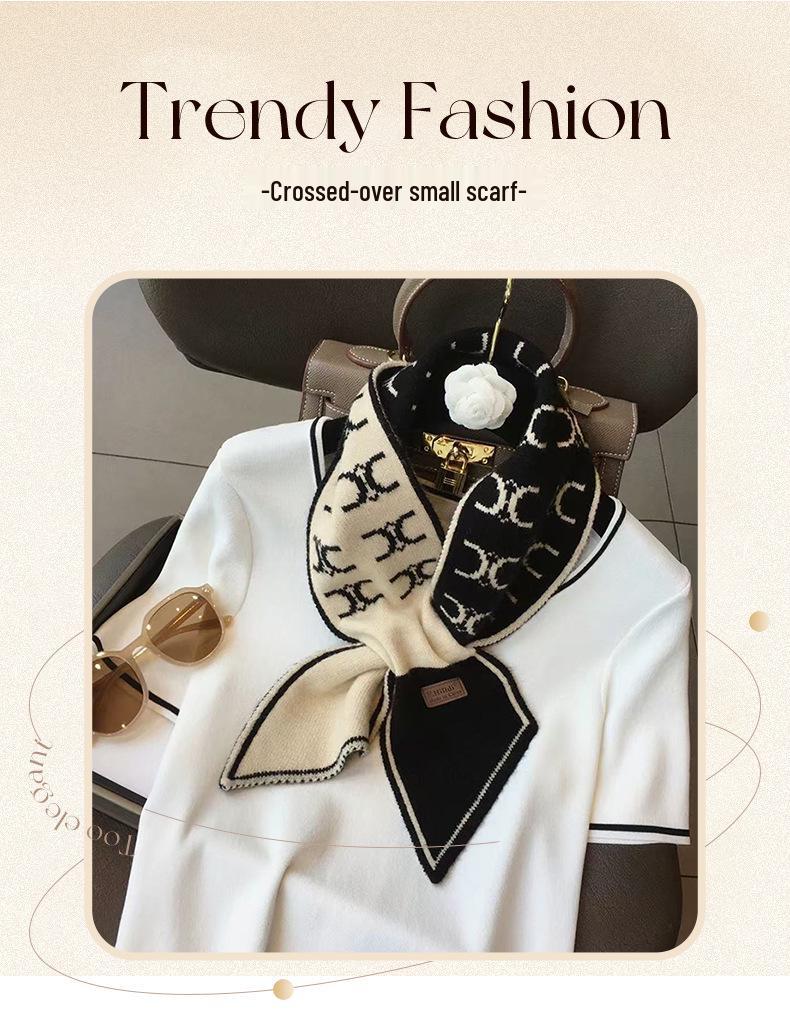 Women's Houndstooth Double-Sided Scarf Set - Thickened, Versatile, Autumn/Winter Neck Warmer