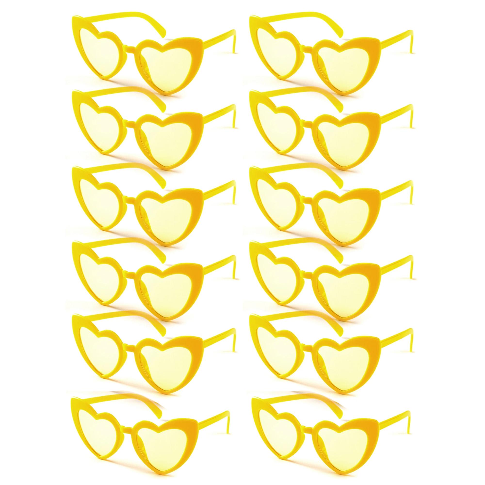 

12 пар солнцезащитных очков в форме сердца для повседневного ношения для женщин Цветные очки-сердечки Подарок на Хэллоуин Рождественские украшения