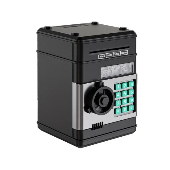 Mini ATM Piggy Bank with Password Auto-Roll Money Saving Box Electronic Coin Cash ATM чёрный