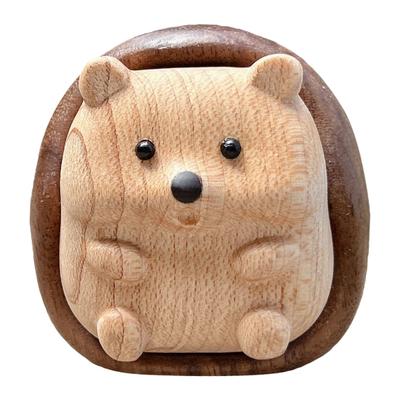 Handgeschnitzte Igel-Figur Miniatur Holz Waldtier Statue Rustikales Sammlerstück Igel-Skulptur für Wohnzimmer Heim Schreibtisch Regal Dekor