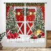 Winter Kitchen Christmas,Christmas Pine Tree Nature Forest Deer Watercolor Cabin Rustic Farmhouse Holiday Window Treatments