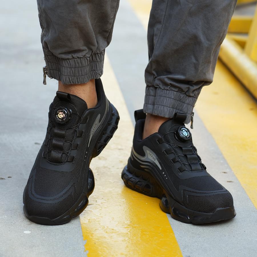 Drehverschluss Arbeitssneaker Schutzschuhe Durchstichfest Stoßfest Stahlkappenschuhe Herren Unzerstörbare Schuhe Rutschfeste Stiefel