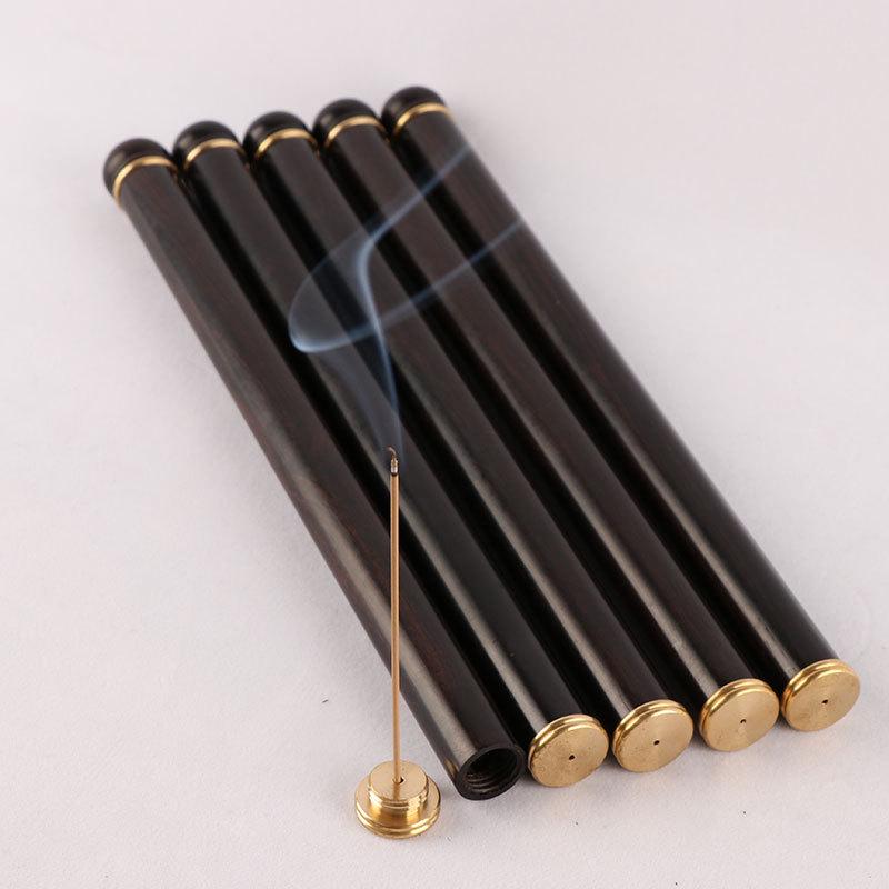 Ebony Incense Stick Holder with Brass Inlay, 8g Incense Storage Tube Container 2655021320