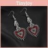 Retro Gothic Heart Earrings With Bloodshot Eye And Bat Motif For Punk Fashion Enthusiasts
