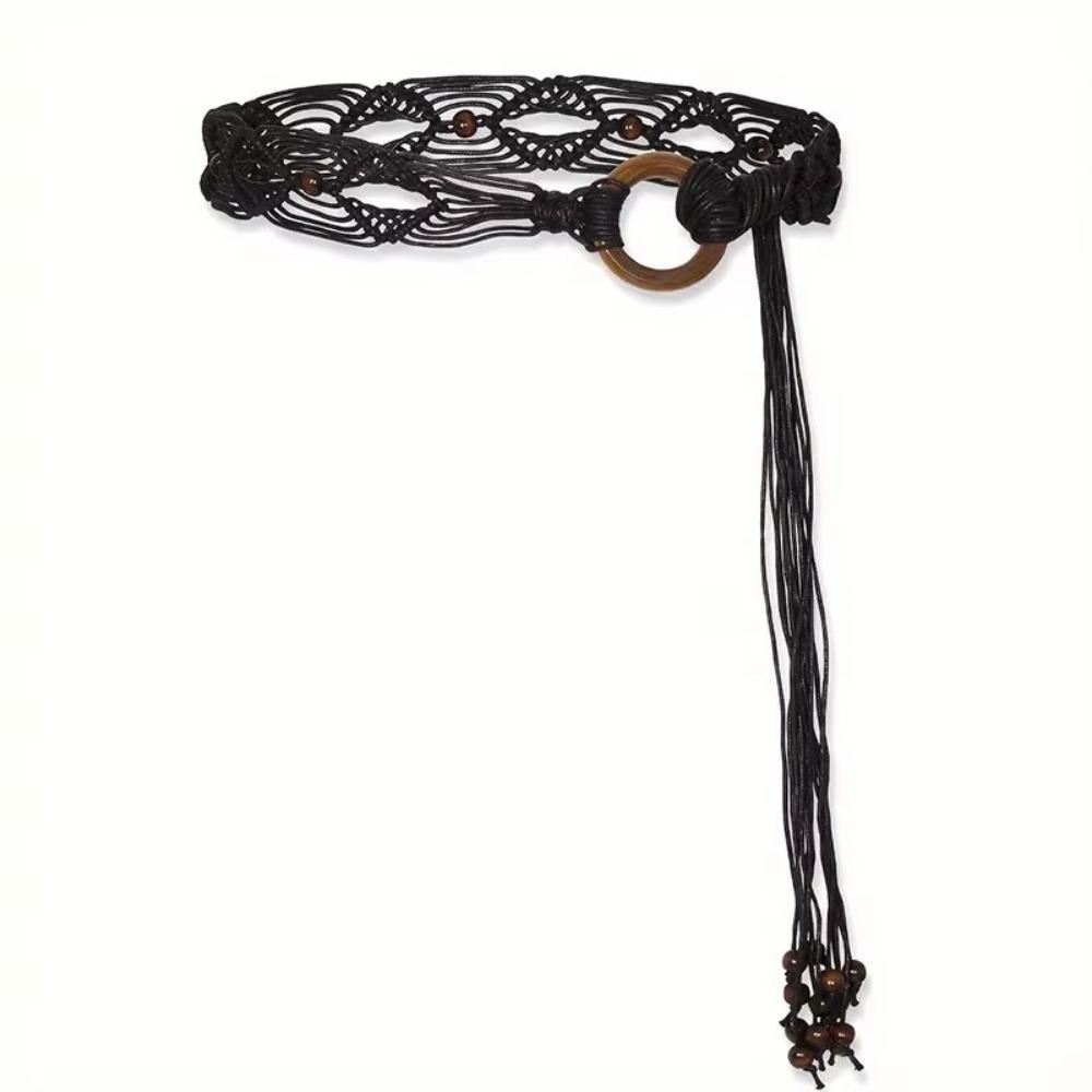 Retro Knotted Tassels Waist Belts Bohemia Style Tie Strap Belt  Dress Waistband Accessories