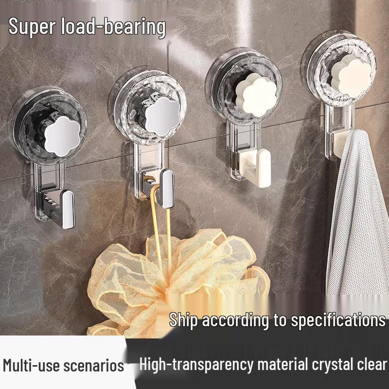 

Luxury Rotating Suction Cup Wall Hook: Reusable, Strong, Seamless, Multi-purpose for Bathroom and Toilet. Transparent 1pc Vacuum Rotating Suction Hook