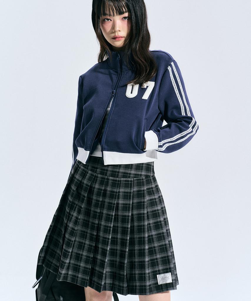 Zero Planet Erin Check Pleated Skirt [Charcoal]