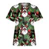 Women's Christmas  Dress Printed Short Sleeve V-Neck Top  Workwear Casual Pocket Top