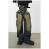 Vintage Overalls Men's Jeans High Street Loose Straight Multi Pockets Wide Leg Pants Straight Loose Jeans for Men Fashionable and Comfortable Pants