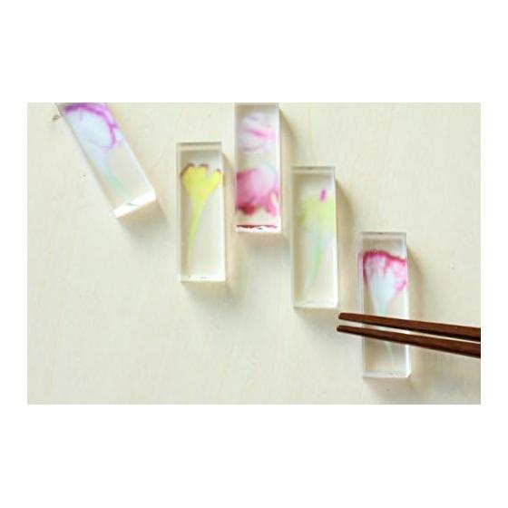 Toumei Pressed Carnation Chopstick Rests, Set of 5, in Wooden Box, Acrylic Resin, Stylish & Cute, Adds Elegance to Your Table, Gift