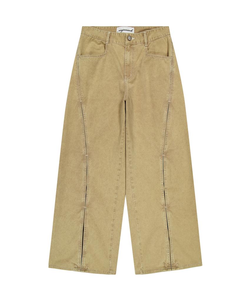 UNGIMMICK Wave-Tuck Washed Light Pants (Beige)