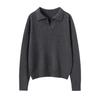 Elegant Cashmere Slim-Fit Sweater - Women's Autumn & Winter Knitwear with Small Lapel.