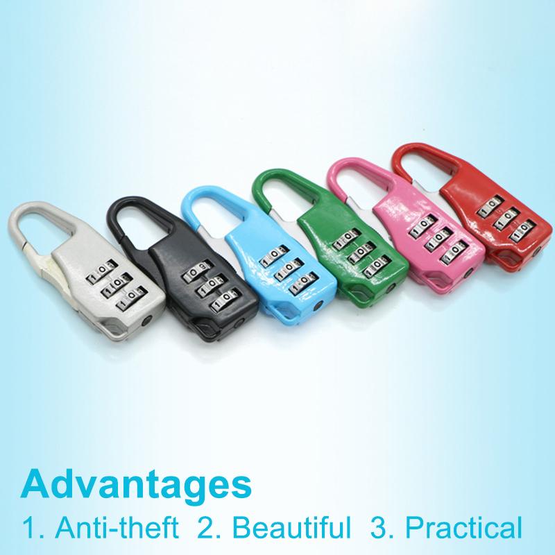 Bags Baggage Door Padlock 3 Dial Digit Combination Secret Safe Code Password Locks Bookbag Anti-Theft Backpack Zipper Padlock