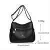Women's Leather Crossbody Bag Multi-Zipper Pocket Purse with Adjustable Strap Textured Handbag