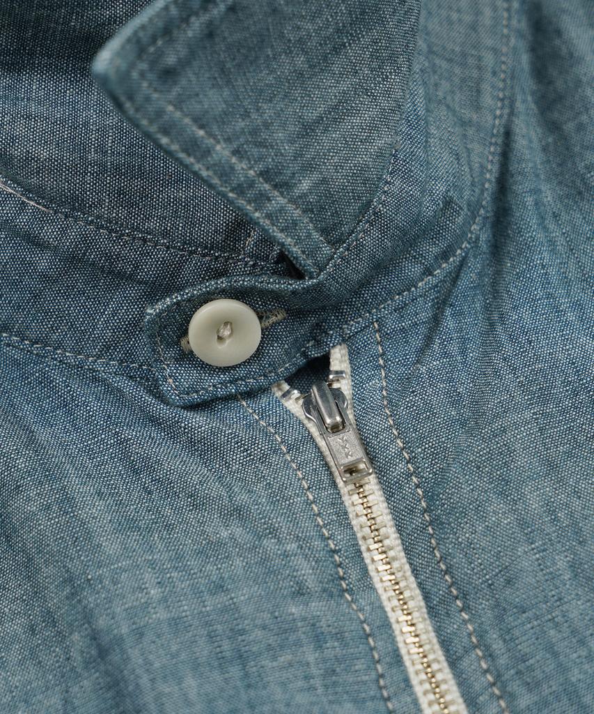 FRIZMWORKS Kuroki Chambray Half Zip Shirt _ Washed Blue