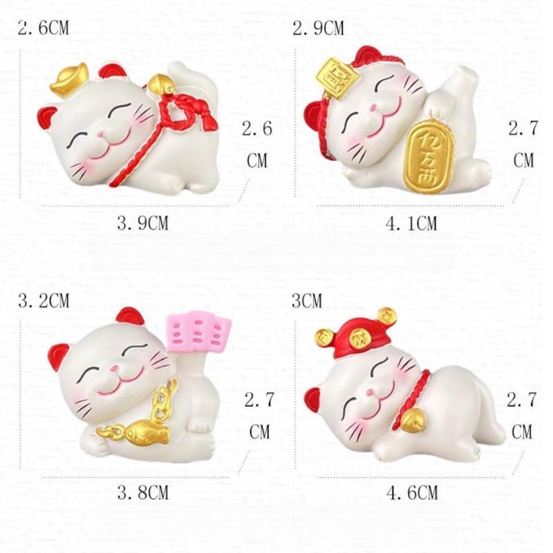 Cute Lucky Cat Sculpture, Wealthy Office Table Ornament, Suitable for Gaming Space & Car, Chinese New Year Gift, 1/2/4Pcs