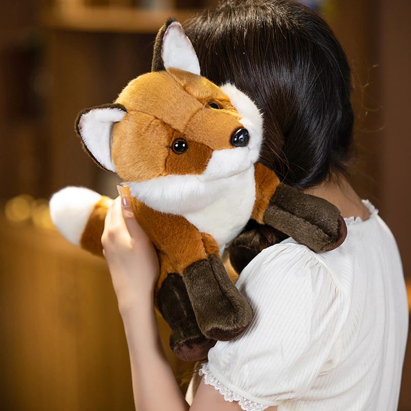 Cute Simulation Fox Plush Toy Kawaii Stuffed Wild Animals Lovely Lifelike Plushies Soft Kids Toys Birthday Gifts Home Decor