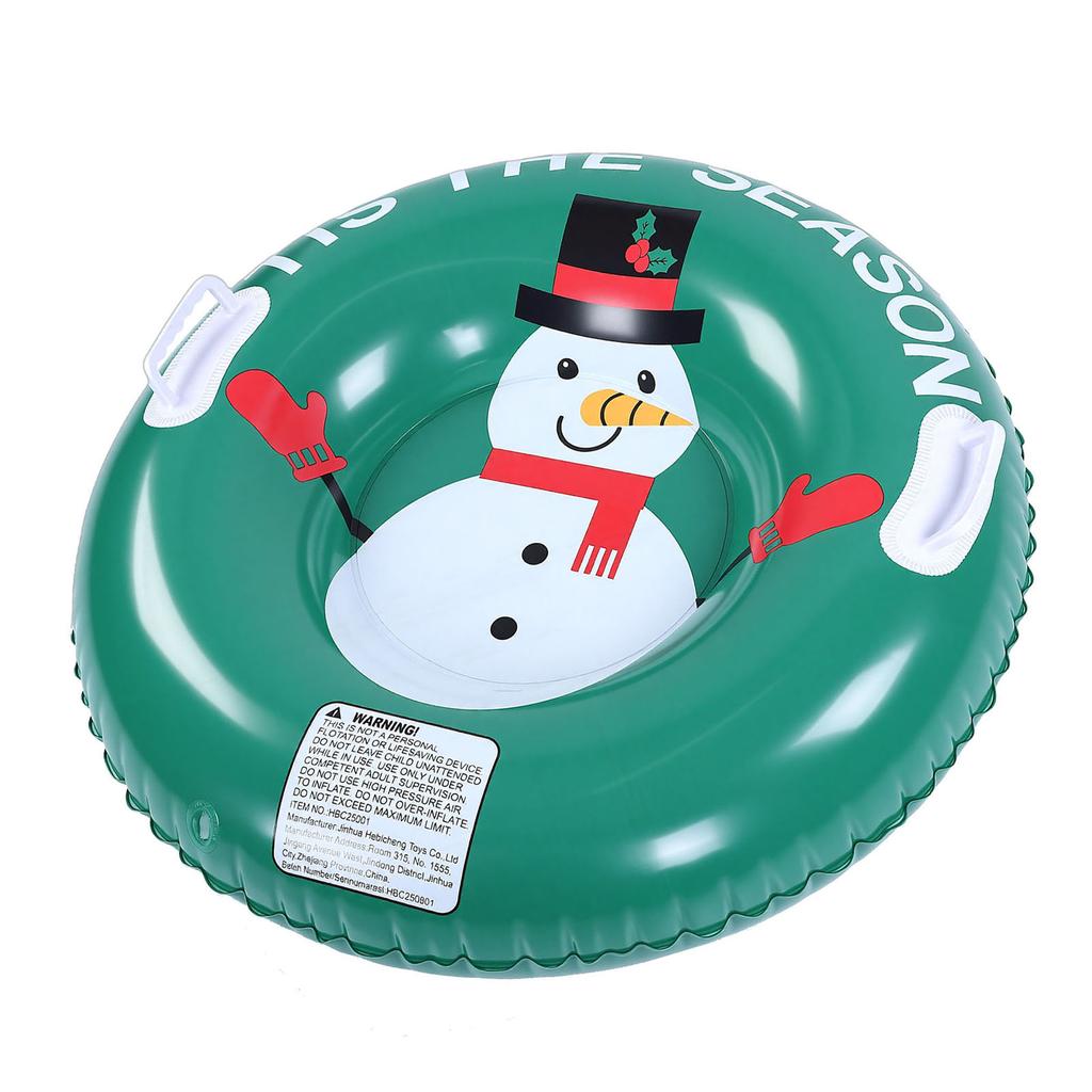 Snow Tube Cold Resistance Heavy Duty Thickened Inflatable Snow Tube Sled with Dual Handles for Whole Family Green