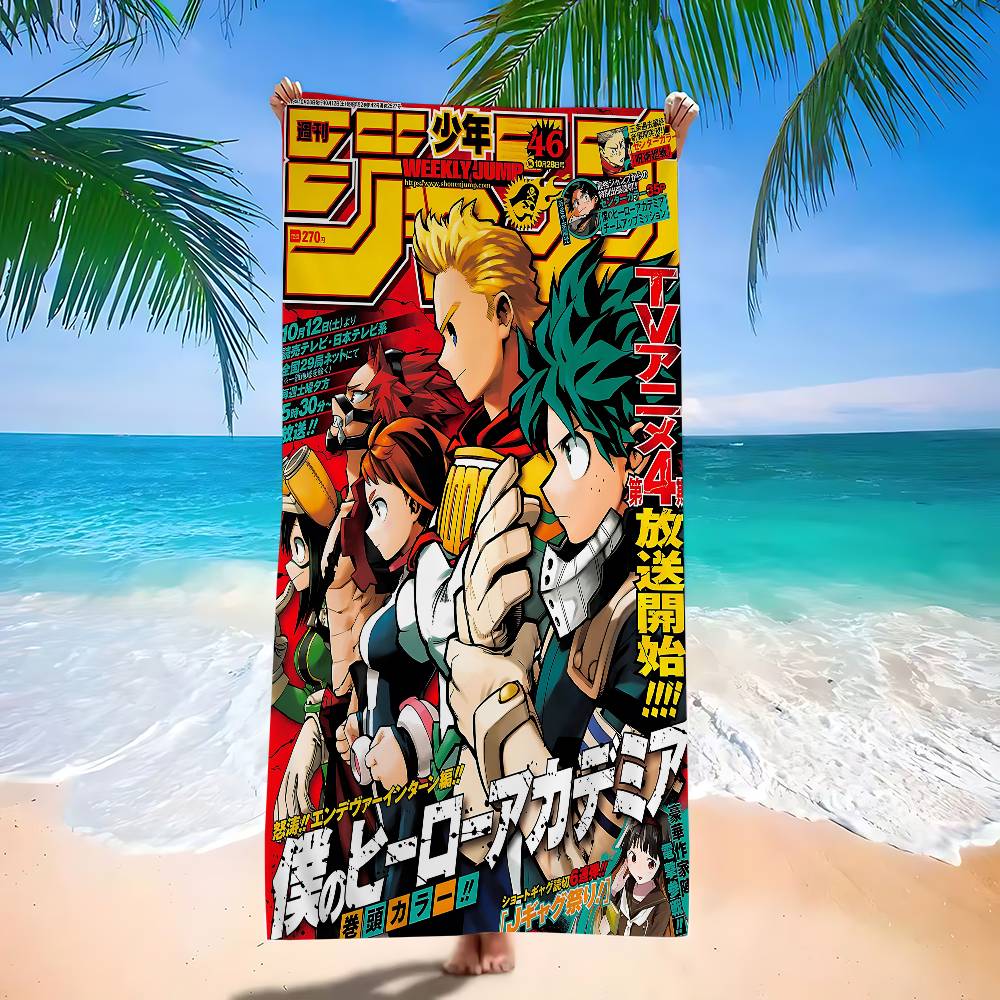 Amine My Hero Academia Kaminari Denki Microfiber Beach Towel Absorbent Quick Dry Yoga Swimming Resort Mountain Climbing Towel