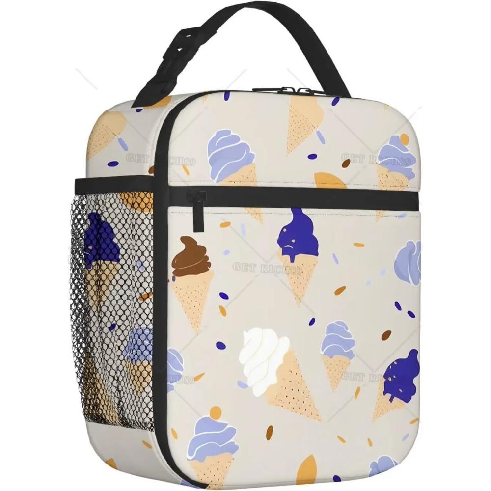 Funny Food Pattern Lunch Bag Leakproof Lunch Pail Container for Adults Work Outdoor, Reusable Handbag, To Keep Food Hot/Cold