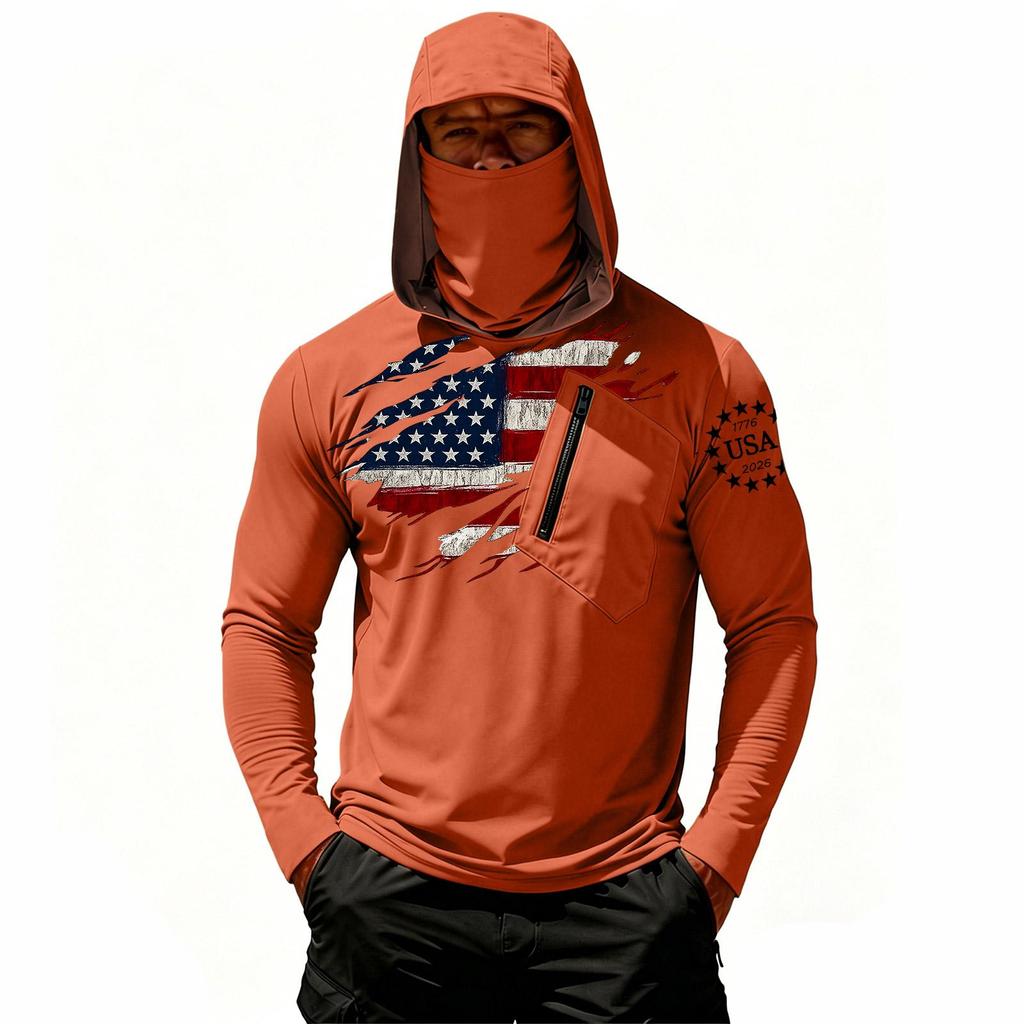 Camiseta Casual con Capucha de Manga Larga para Hombre con Protección Solar