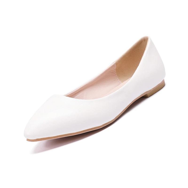 Soft Soled Work Shoes Women's Black Pointed Flat Shoes Shallow Comfort Casual Shoes Luxury Designer Footwear Zapatos De Mujer 43