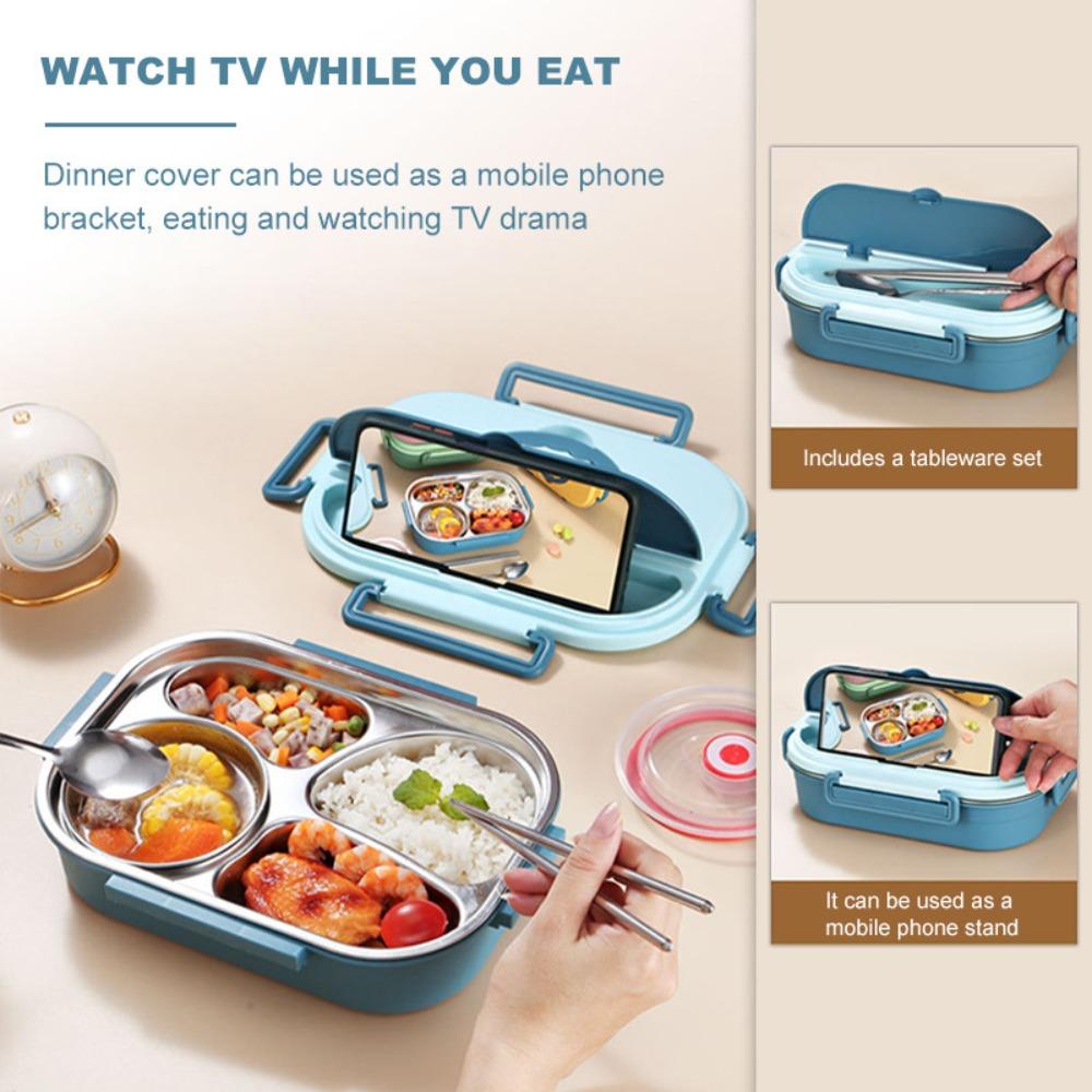 Insulated 4 Compartment Lunch Box Large Capacity Divided Food Storage Container  Worker