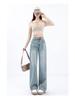 Spring 2024 High-Waisted Light Wide-Leg Jeans for Women: New Slimming, Loose Straight-Leg Design