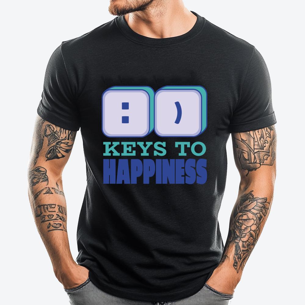 Find Your Keys To Happiness With Computer Green And White Graphic T Shirt T Shirt Men