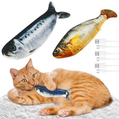 3Pcs Vibration Electric Fish Cat Toy Felt Realistic Flopping Fish Add Fun Interactive Flopping Toy Attract Attention for Cat