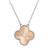 Women's Four-leaf Clover Necklace Single Flower White Mother-of-pearl Red Agate Pendant Clavicle Chain