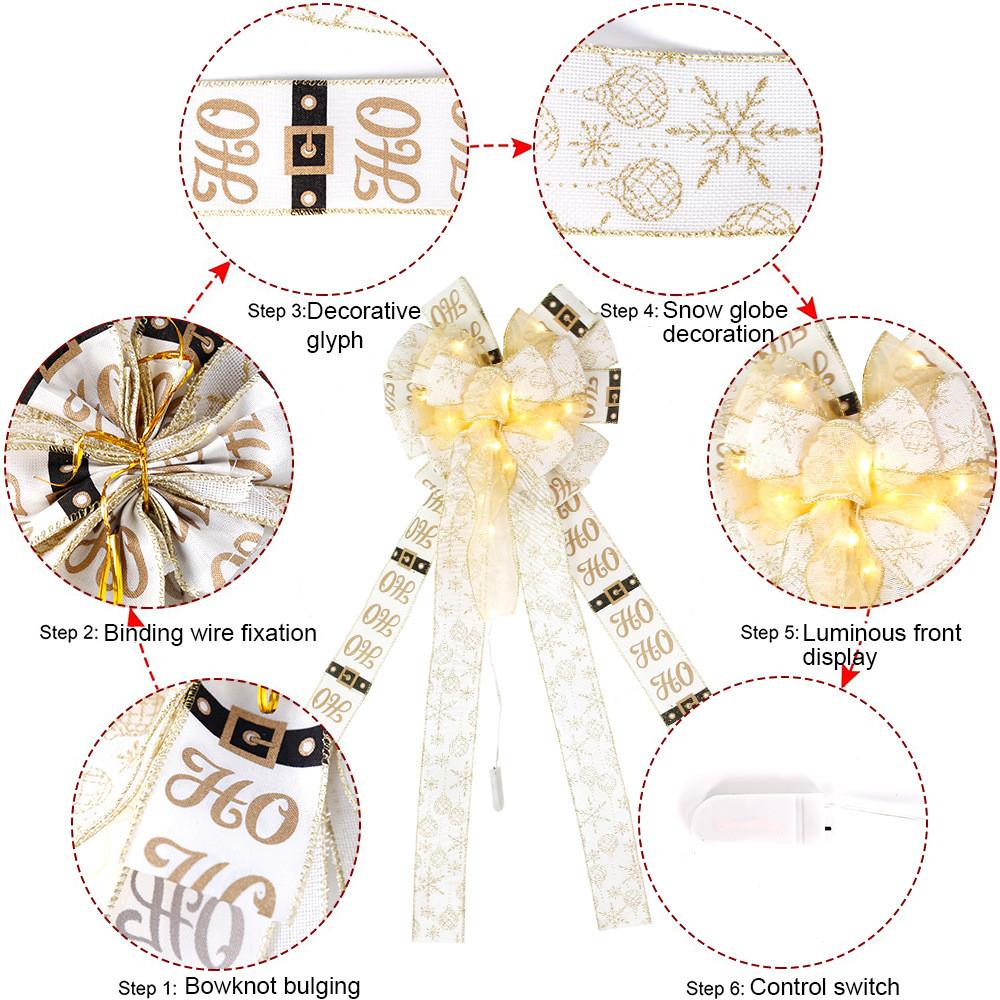 Polyester Christmas Luxurious Bow With Glowing Effects For Celebrations Cheerful