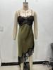 Asymmetrical Lace Dress with Silk Satin Texture: European & American Women's Fashion
