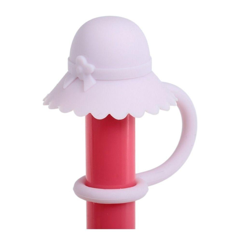 Reusable Silicone Straw Plug Hat Shaped Straw Toppers Drinking Straw Tips Lids Cup Accessories