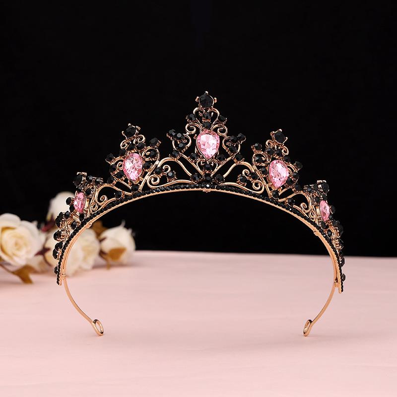 Black Baroque Crown Tiara Bride Eighteen Female Bar Mitzvah Birthday Princess Crown