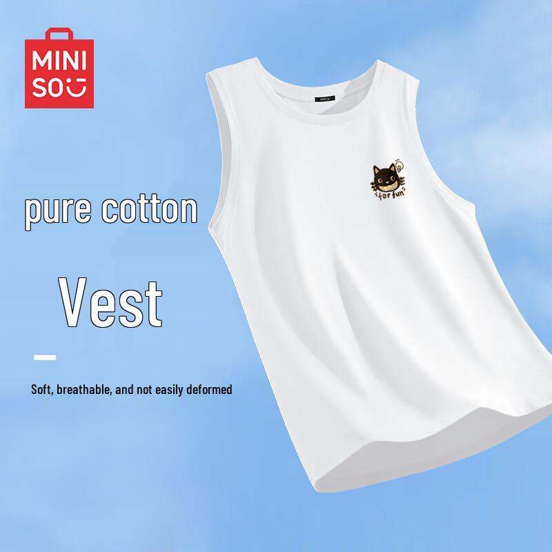 MINISO Мужская хлопковая жилетка без рукавов с принтом кошек 4XL