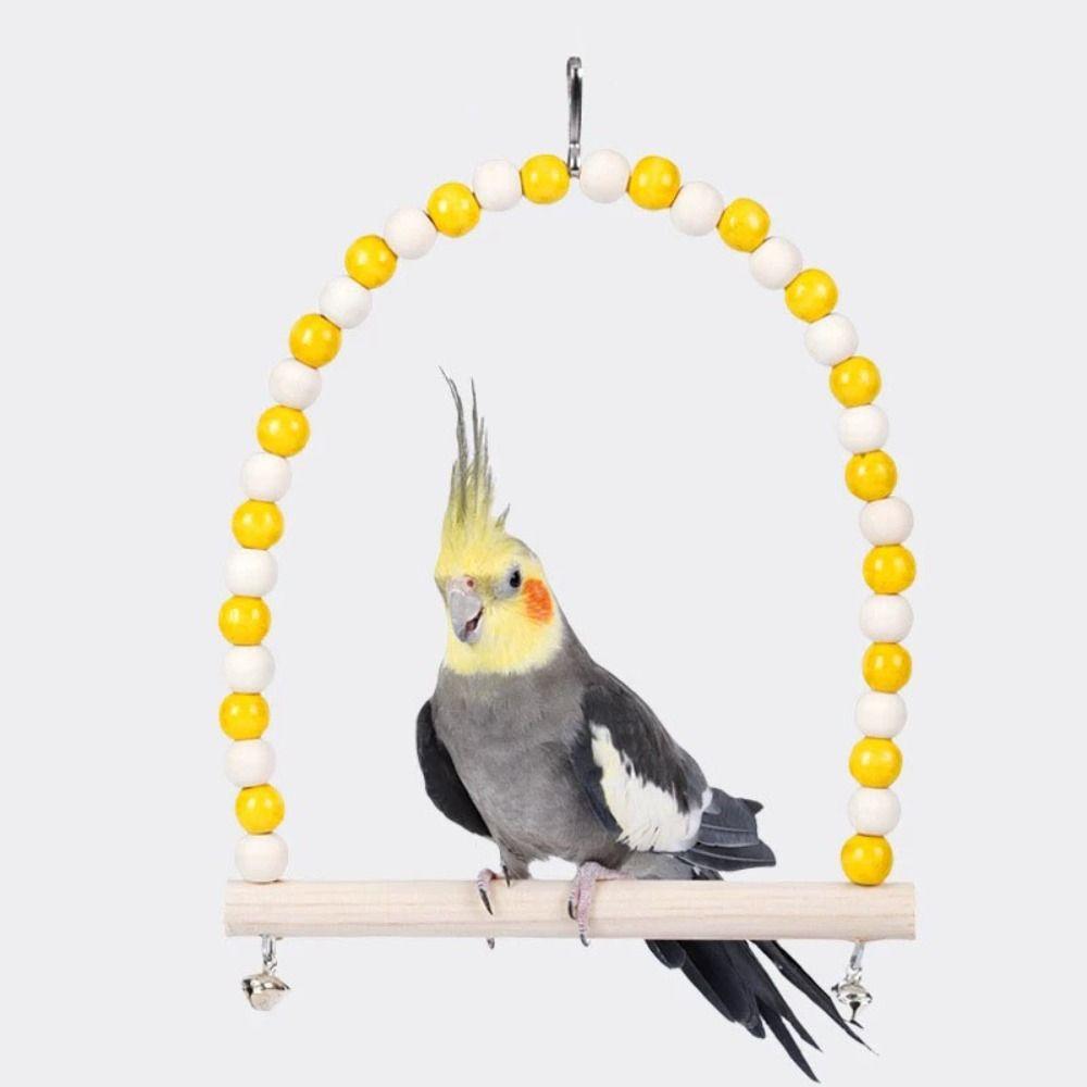 Bell Perch Bird Swing Toys Paw Grinding Parrot Standing Stick Hammock Parrot Pole Climbing